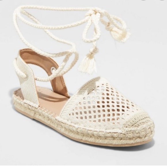 a new day Shoes - A New Day Harriet Cream Lace Up Flats